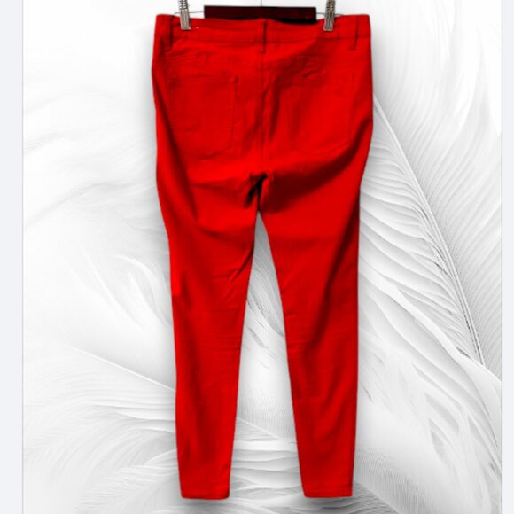V.I.P Jeans Women’s Red Stretch Skinny Pants Size 9/10 Cotton Blend - Picture 3 of 6